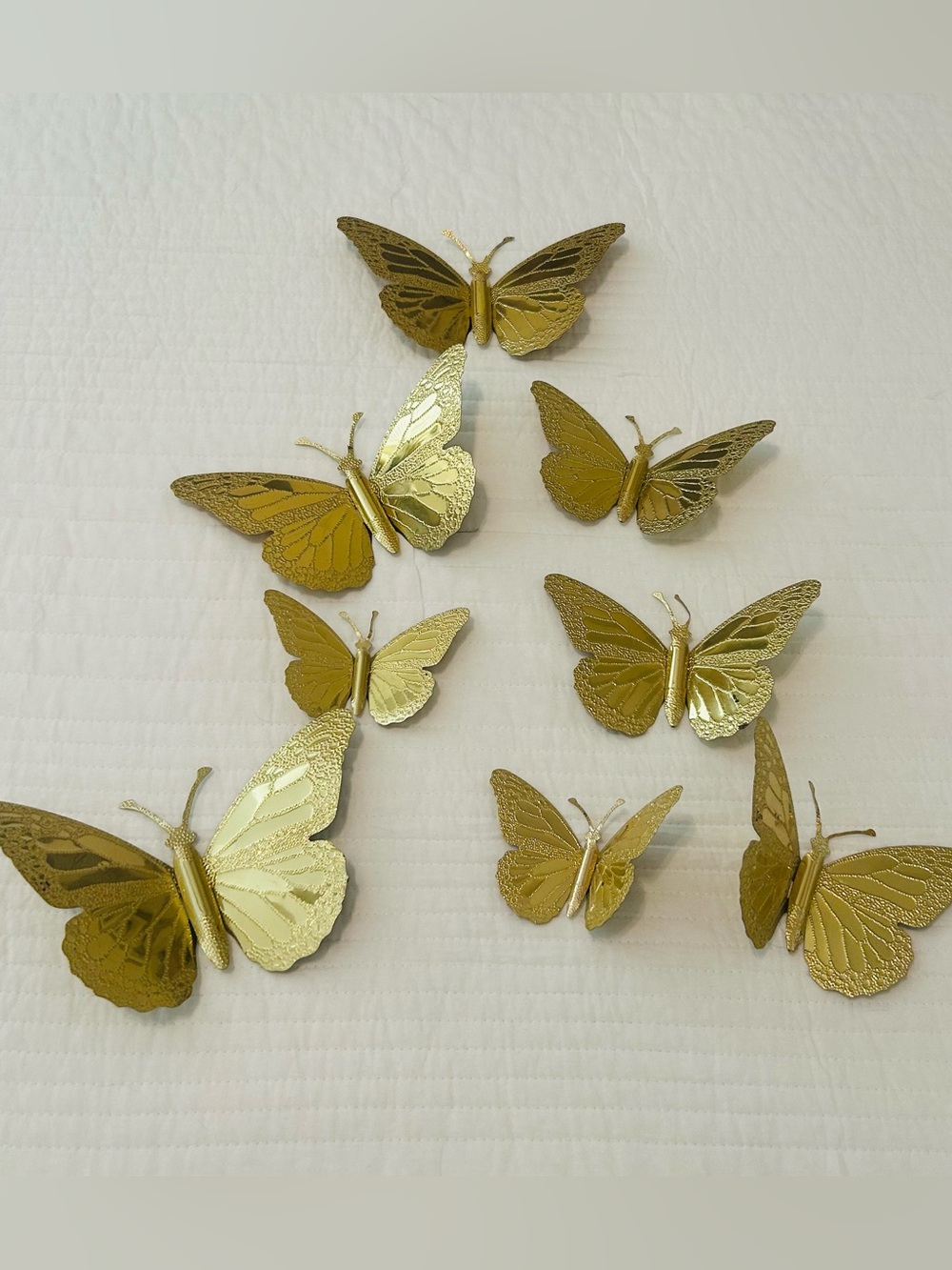 Vintage Home Interiors Metal Brass Butterflies Wall Decor Set of 8